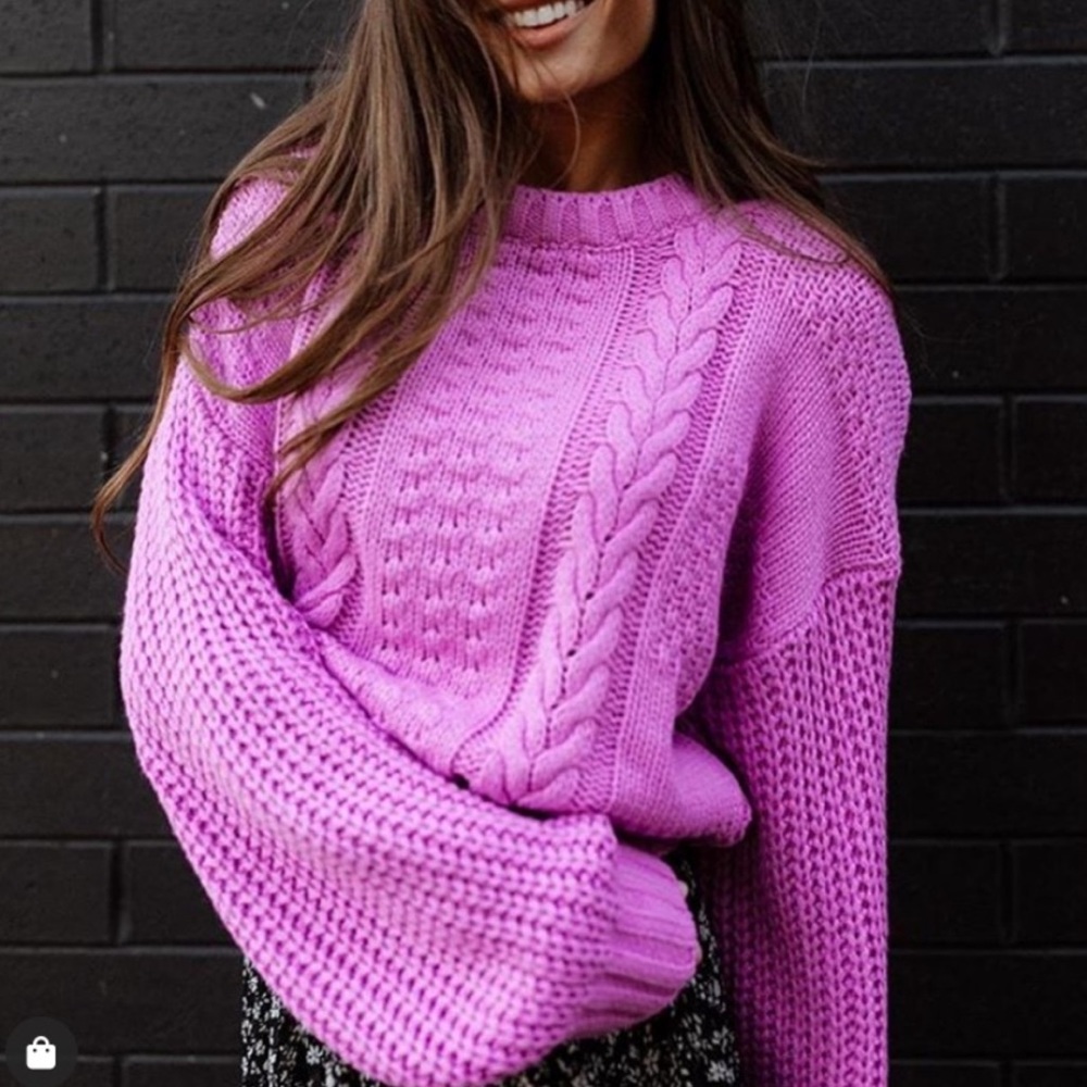 LUSH Junie Cable Knit Sweater in Violet